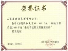 和天下3#、4#、7#、13#樓獲2018年度“山東省建筑工程優(yōu)質(zhì)結(jié)構(gòu)”